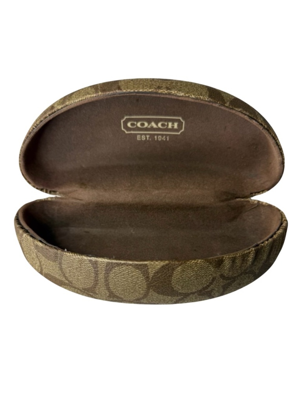 Coach Signature Sunglasses Case Brown Logo Print Fits Oversized Glasses